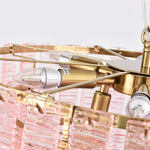 Opalora Pink Glass Chandelier | Murano-Style Gold Accent Lighting