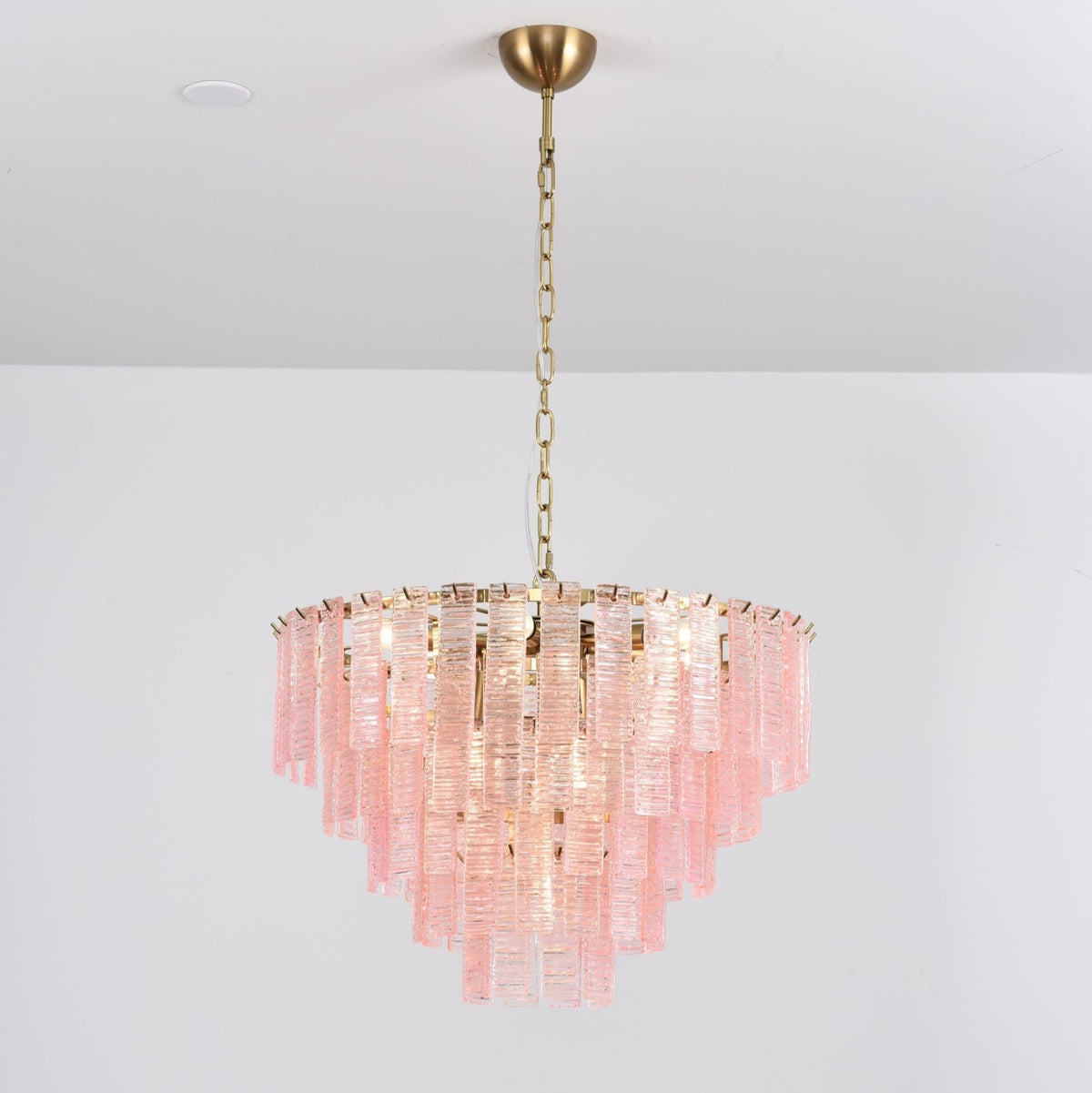 Opalora Pink Glass Chandelier | Murano-Style Gold Accent Lighting