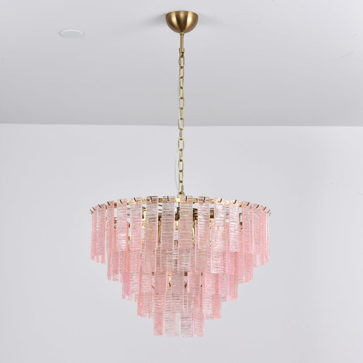 Opalora Pink Glass Chandelier | Murano-Style Gold Accent Lighting