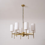 Brass Chandelier with Fabric Shades – Modern Luxury Lighting for Dining and Living Rooms