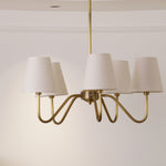 Opaluxe Brass Chandelier – Six-Light Designer Ceiling Light with Fabric Shades