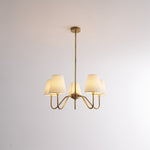 Opaluxe Brass Chandelier – Six-Light Designer Ceiling Light with Fabric Shades
