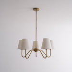 Opaluxe Brass Chandelier – Six-Light Designer Ceiling Light with Fabric Shades