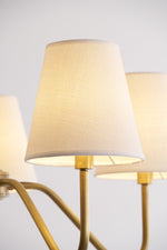 Opaluxe Brass Chandelier – Six-Light Designer Ceiling Light with Fabric Shades