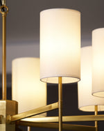 Brass Chandelier with Fabric Shades – Modern Luxury Lighting for Dining and Living Rooms