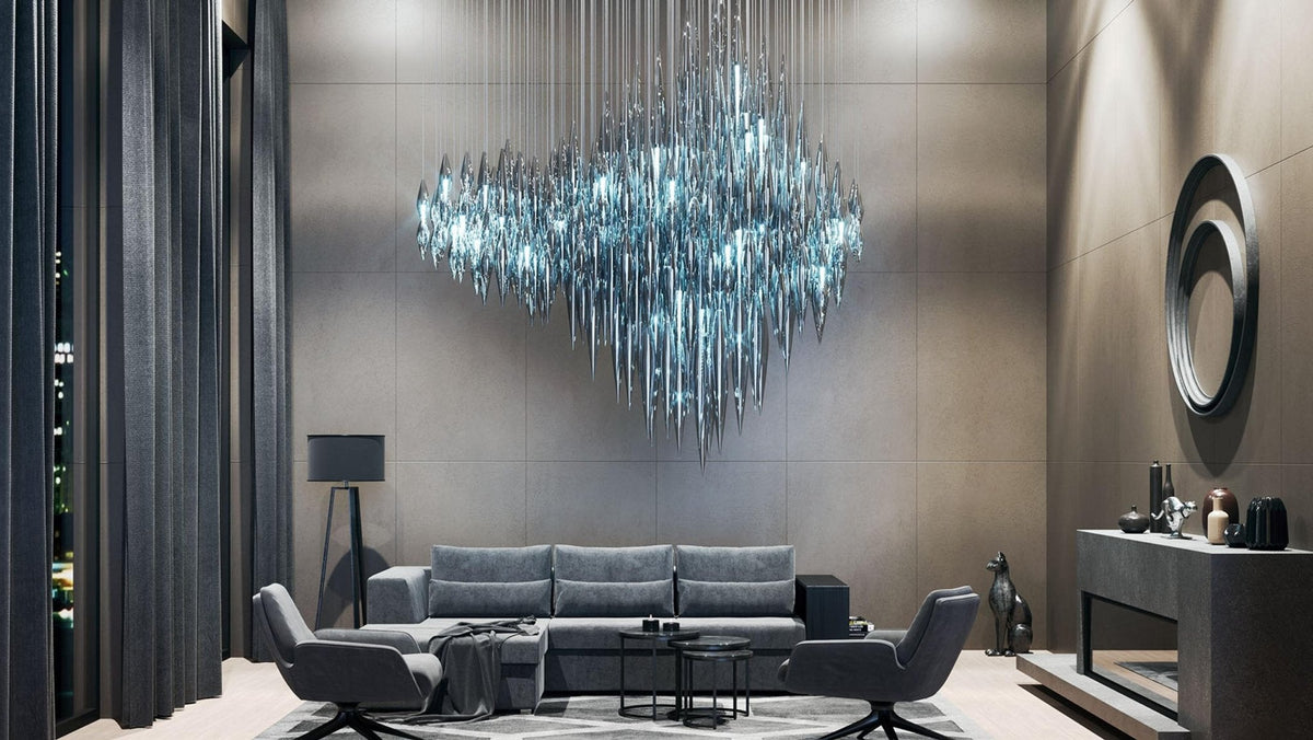 Opera Handblown Glass Linear Chandelier for Modern Interiors