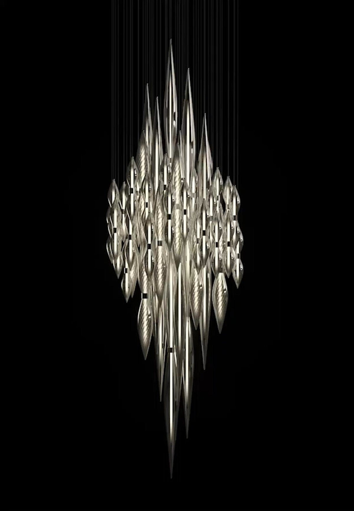 Opera Handblown Glass Linear Chandelier for Modern Interiors