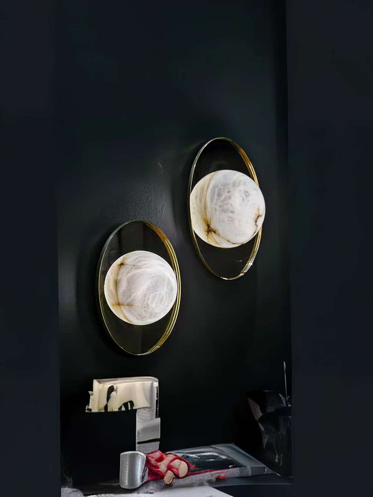 Ophela Alabaster Wall Sconce in Brushed Brass | Modern Bedroom Lighting