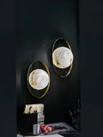 Ophela Alabaster Wall Sconce in Brushed Brass | Modern Bedroom Lighting