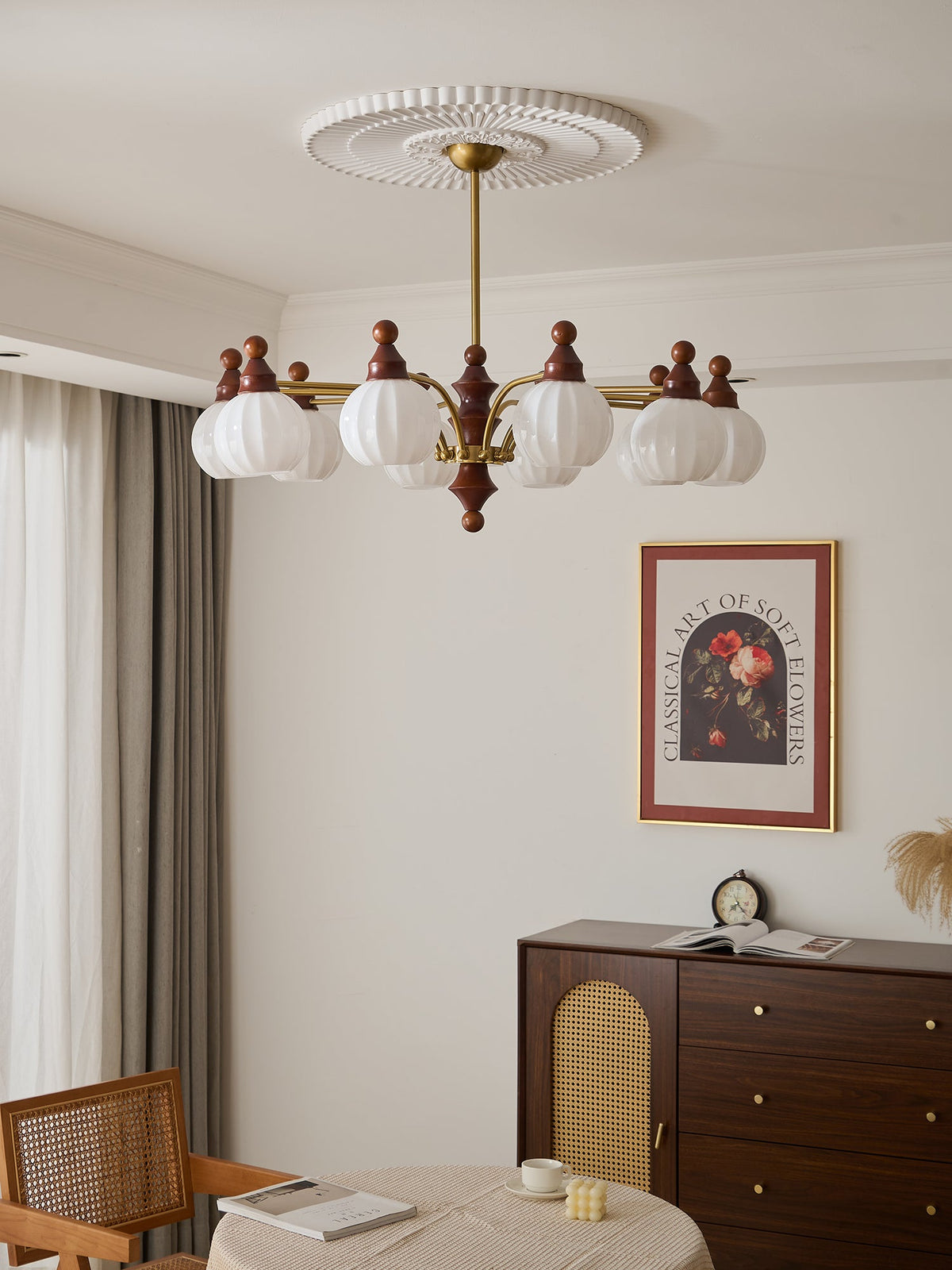 Ophelia Blossom Chandelier – Modern Floral Glass Pendant Light for Dining Room and Living Room