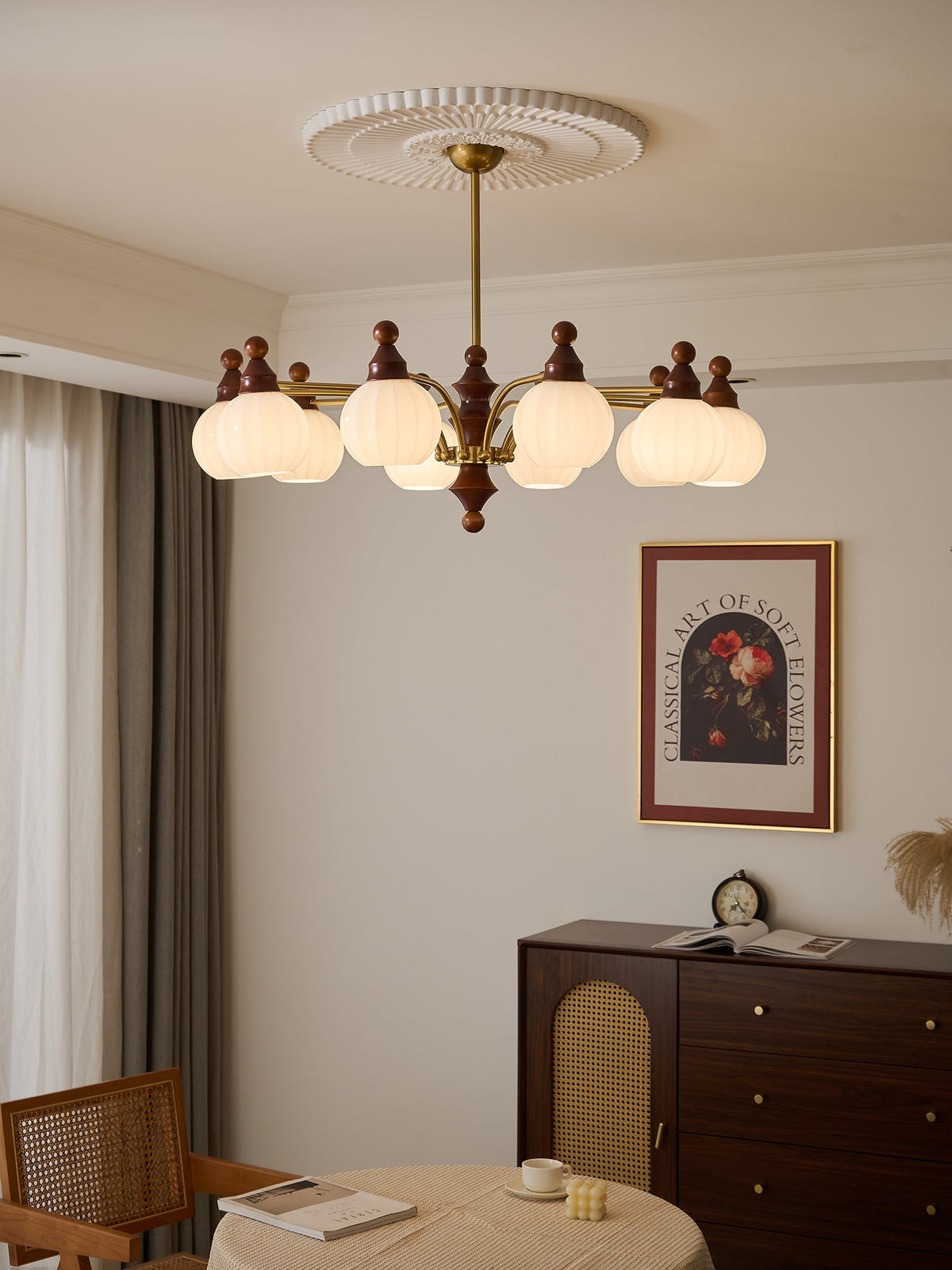 Ophelia Blossom Chandelier – Modern Floral Glass Pendant Light for Dining Room and Living Room