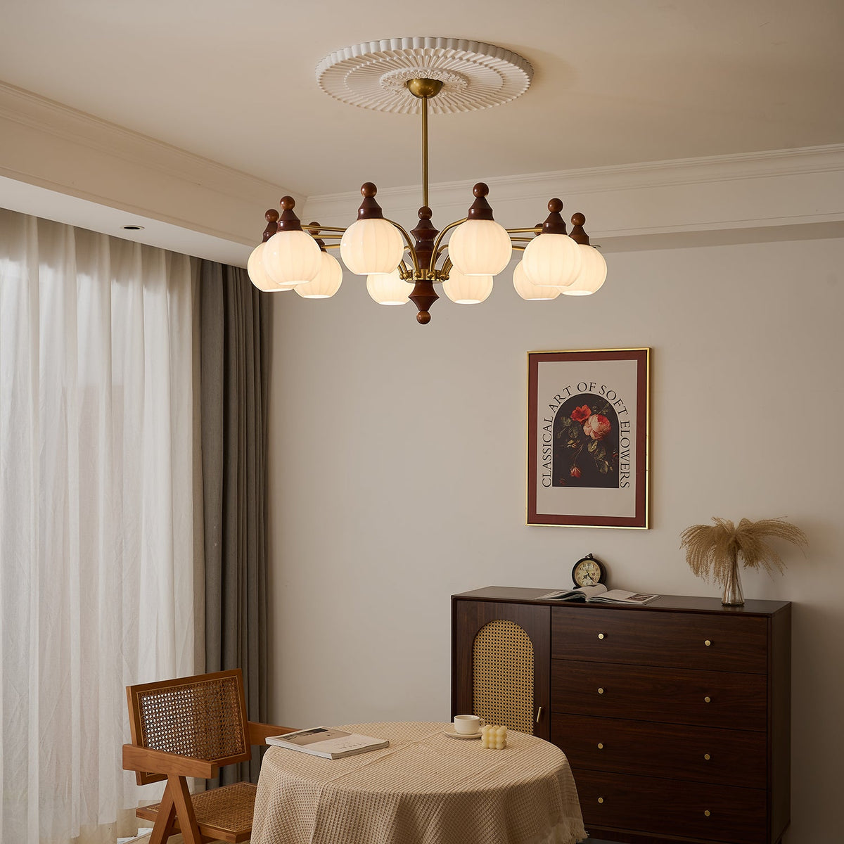 Ophelia Blossom Chandelier – Modern Floral Glass Pendant Light for Dining Room and Living Room