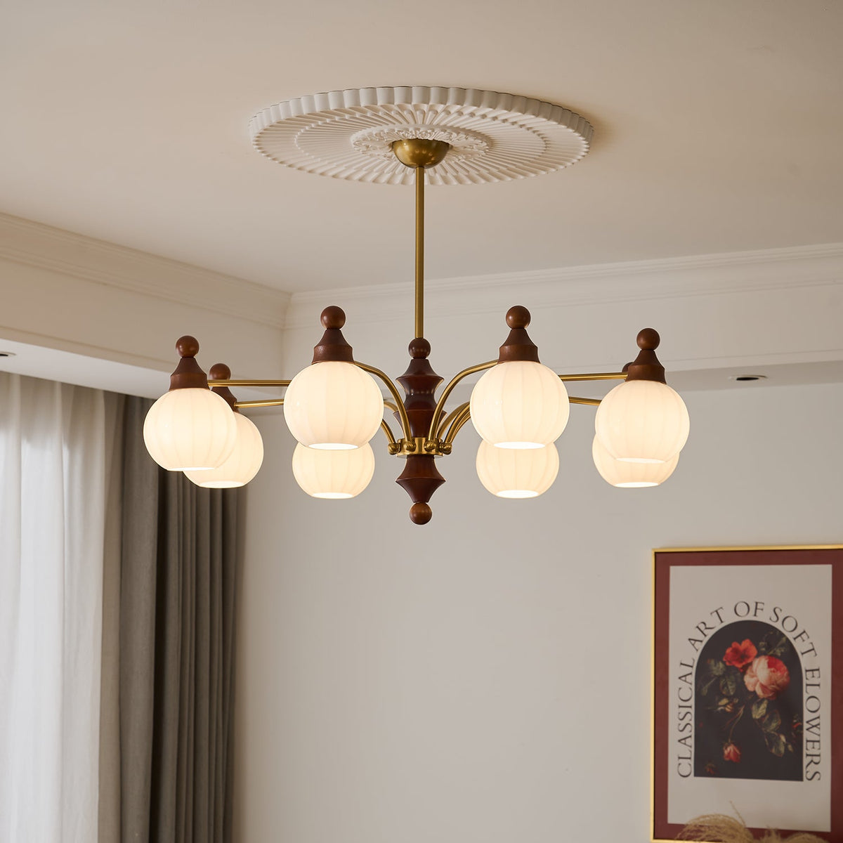 Ophelia Blossom Chandelier – Modern Floral Glass Pendant Light for Dining Room and Living Room