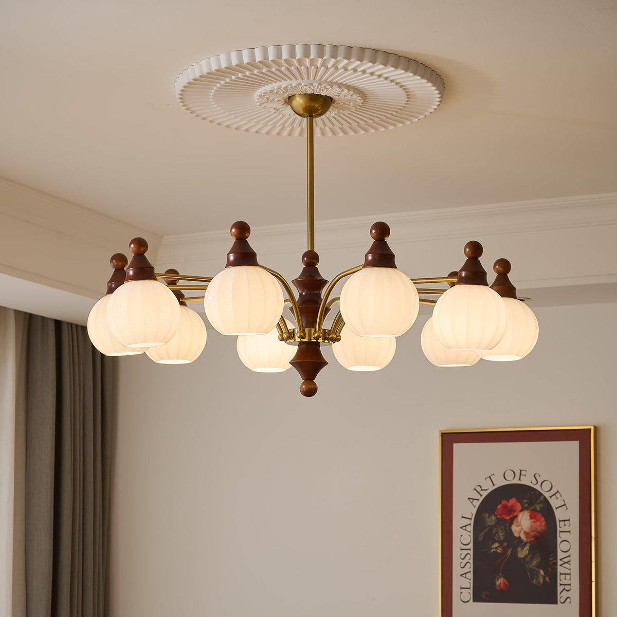 Ophelia Blossom Chandelier – Modern Floral Glass Pendant Light for Dining Room and Living Room