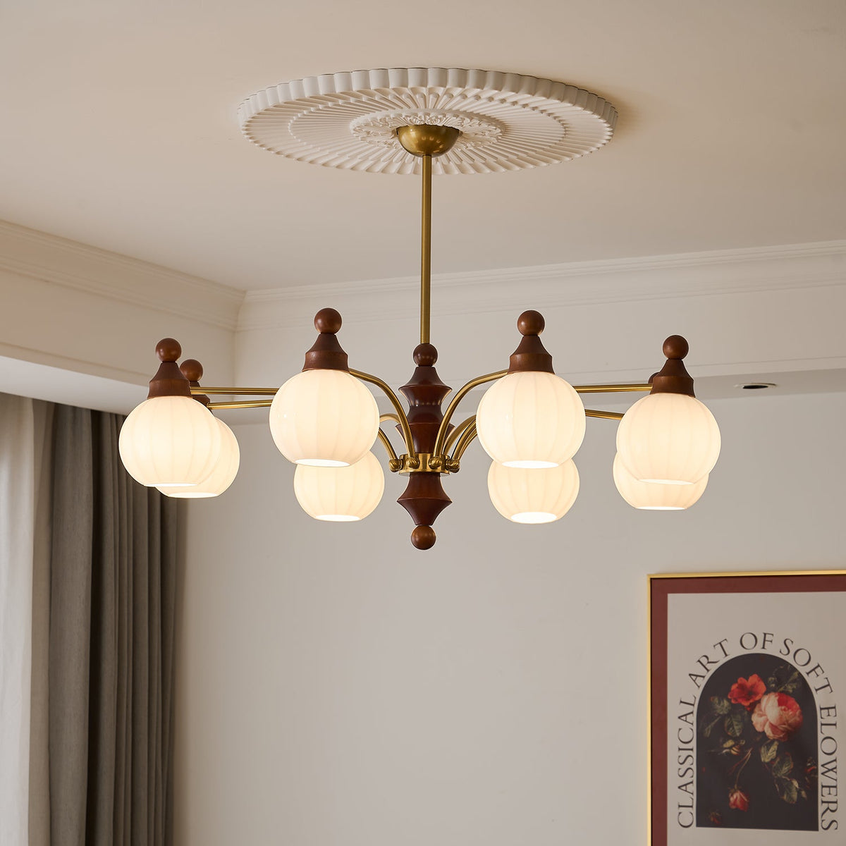 Ophelia Blossom Chandelier – Modern Floral Glass Pendant Light for Dining Room and Living Room