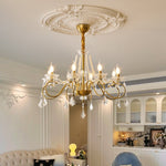 Opulent Pearl Crystal Chandelier with Copper Accents for Elegant Interiors