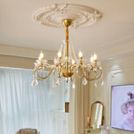 Opulent Pearl Crystal Chandelier with Copper Accents for Elegant Interiors