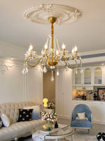 Opulent Pearl Crystal Chandelier with Copper Accents for Elegant Interiors