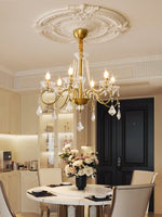 Opulent Pearl Crystal Chandelier with Copper Accents for Elegant Interiors