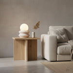 Ora Lithos Portable Table Lamp in Travertine with Opal Glass Shade