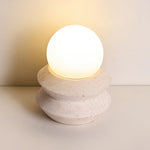 Ora Lithos Portable Table Lamp in Travertine with Opal Glass Shade