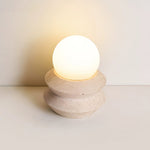 Ora Lithos Portable Table Lamp in Travertine with Opal Glass Shade