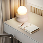 Ora Lithos Portable Table Lamp in Travertine with Opal Glass Shade