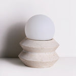 Ora Lithos Portable Table Lamp in Travertine with Opal Glass Shade