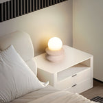 Ora Lithos Portable Table Lamp in Travertine with Opal Glass Shade