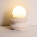 Ora Lithos Portable Table Lamp in Travertine with Opal Glass Shade
