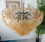 Aurora Orange Glass Disc Chandelier – Modern Murano-Inspired Pendant Light