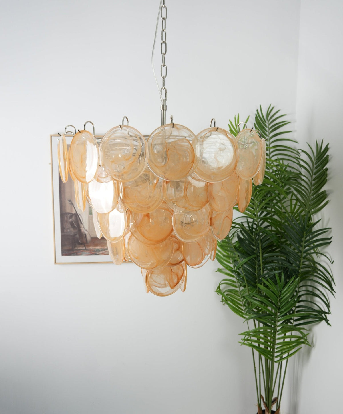 Aurora Orange Glass Disc Chandelier – Modern Murano-Inspired Pendant Light