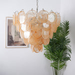Aurora Orange Glass Disc Chandelier – Modern Murano-Inspired Pendant Light