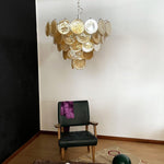 Aurora Orange Glass Disc Chandelier – Modern Murano-Inspired Pendant Light