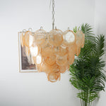 Aurora Orange Glass Disc Chandelier – Modern Murano-Inspired Pendant Light