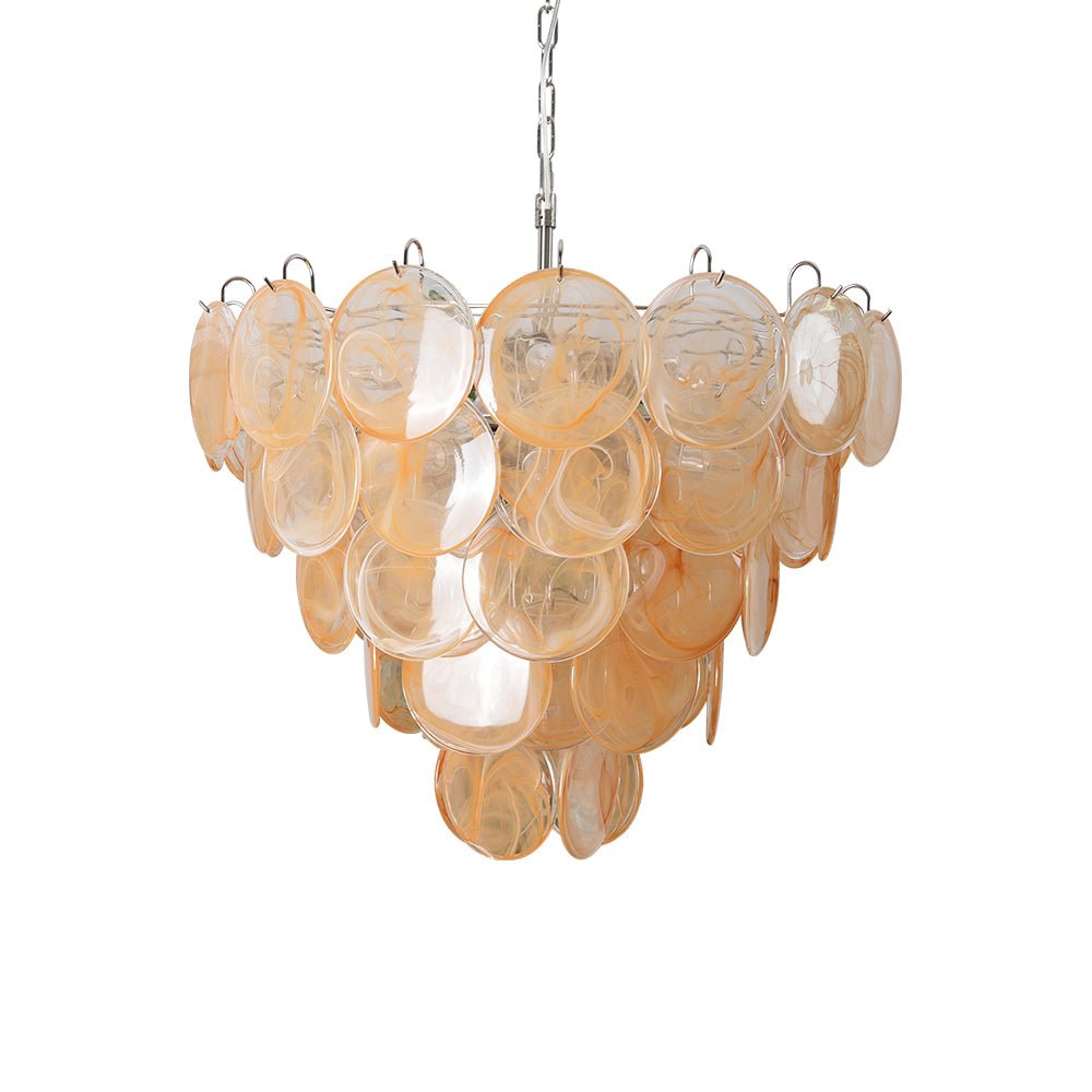 Aurora Orange Glass Disc Chandelier – Modern Murano-Inspired Pendant Light