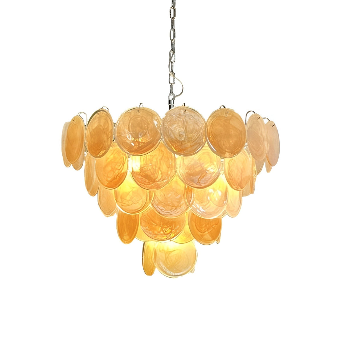 Aurora Orange Glass Disc Chandelier – Modern Murano-Inspired Pendant Light