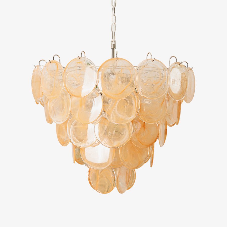 Aurora Orange Glass Disc Chandelier – Modern Murano-Inspired Pendant Light