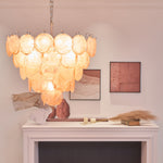Aurora Orange Glass Disc Chandelier – Modern Murano-Inspired Pendant Light