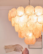 Aurora Orange Glass Disc Chandelier – Modern Murano-Inspired Pendant Light