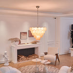 Aurora Orange Glass Disc Chandelier – Modern Murano-Inspired Pendant Light