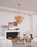Aurora Orange Glass Disc Chandelier – Modern Murano-Inspired Pendant Light