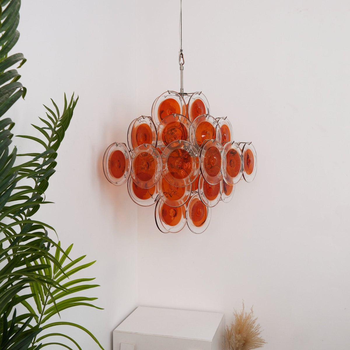 Aurelia Orange Glass Disc Chandelier – Modern Designer Pendant Light