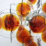 Mazzega Vistosi Style Hand-Blown Amber Glass Chandelier in Nickel
