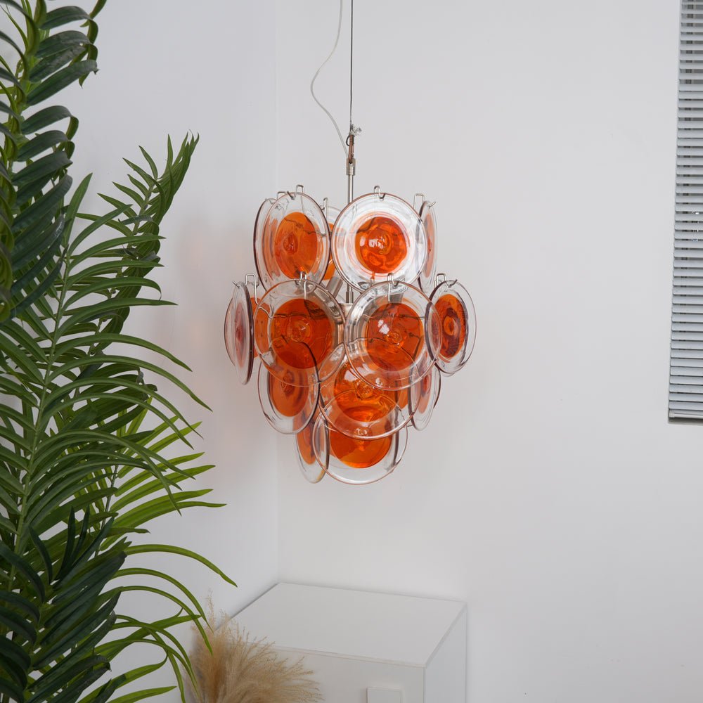 Aurelia Orange Glass Disc Chandelier – Modern Designer Pendant Light