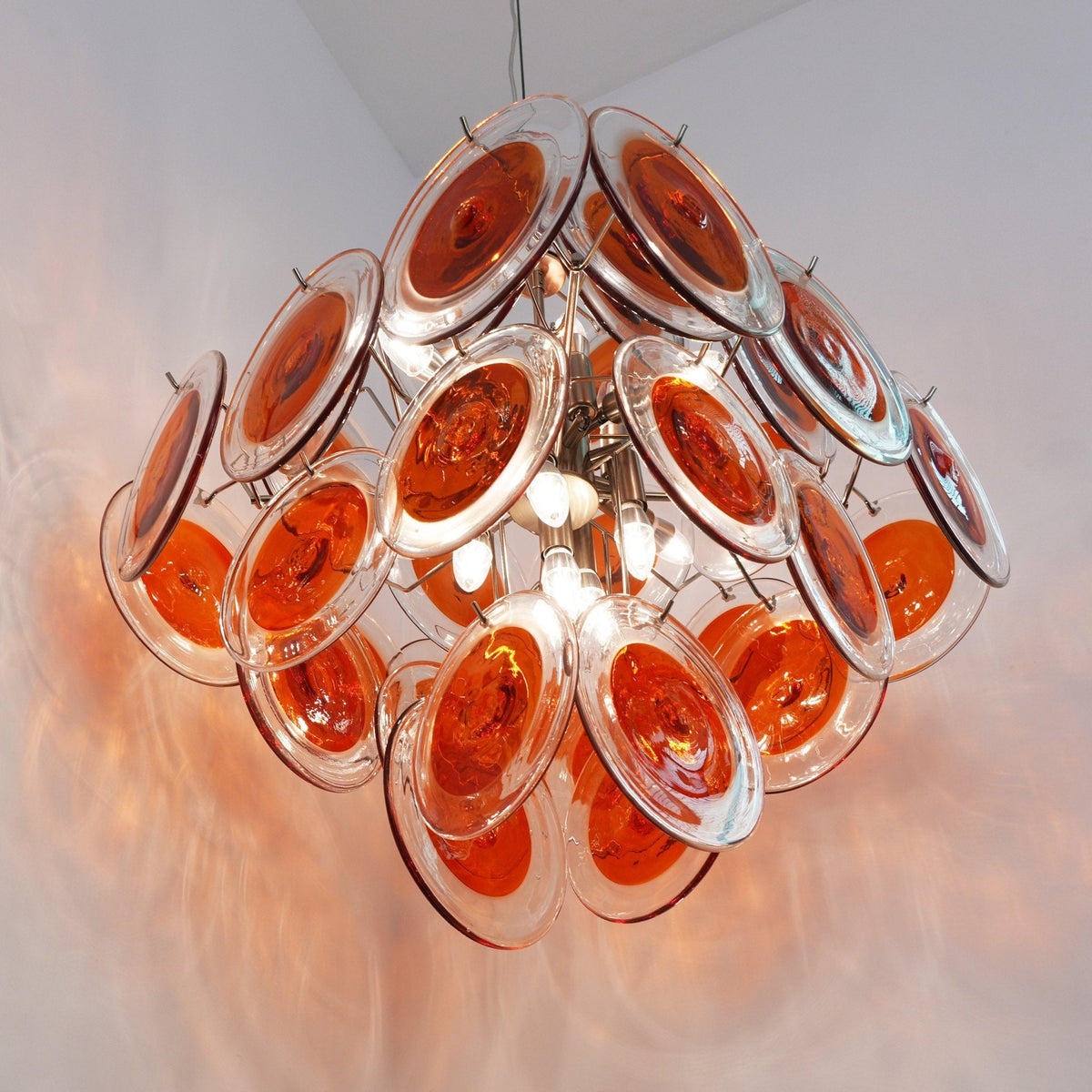 Aurelia Orange Glass Disc Chandelier – Modern Designer Pendant Light