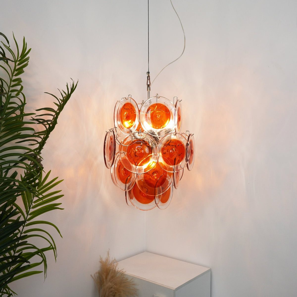 Aurelia Orange Glass Disc Chandelier – Modern Designer Pendant Light