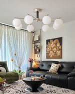 Orb Balance Chandelier – Modern Glass Sphere Pendant Light for Dining Room and Living Room