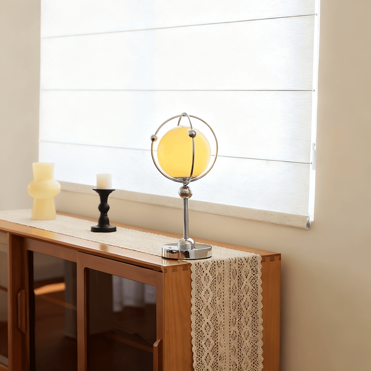 Orb Cage Table Lamp – Modern Metal & Glass Desk Lamp for Bedroom, Living Room