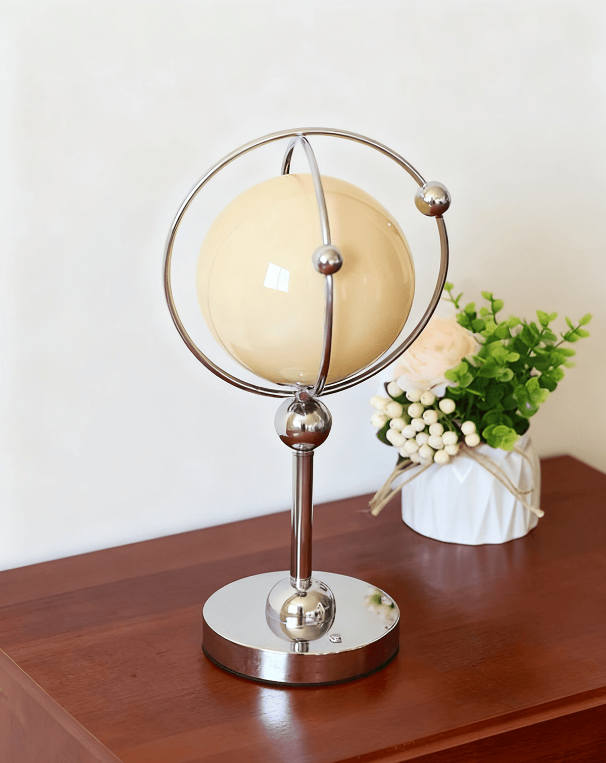 Orb Cage Table Lamp – Modern Metal & Glass Desk Lamp for Bedroom, Living Room